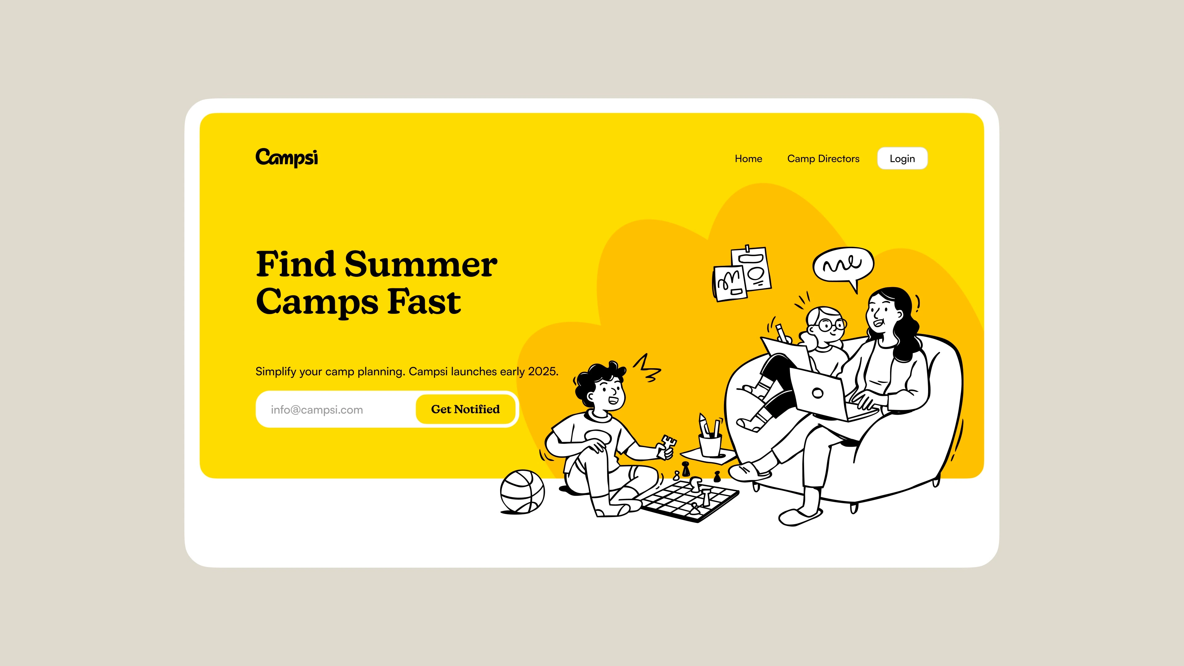Campsi homepage for finding and planning summer camps