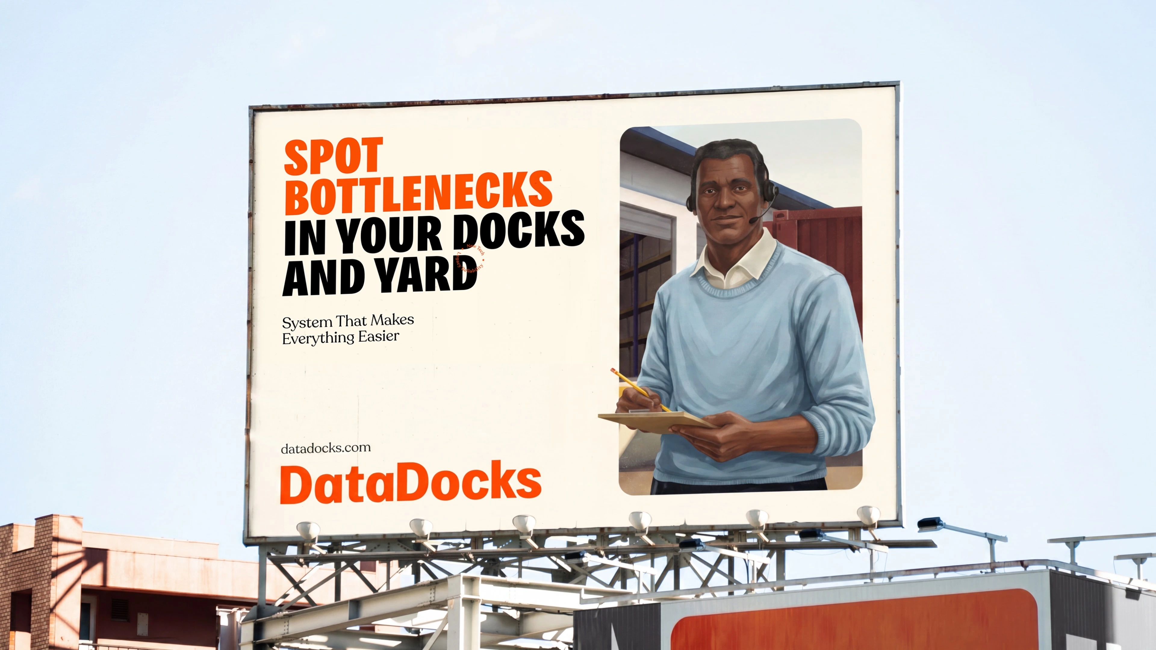 DataDocks billboard about spotting bottlenecks in docks and yards