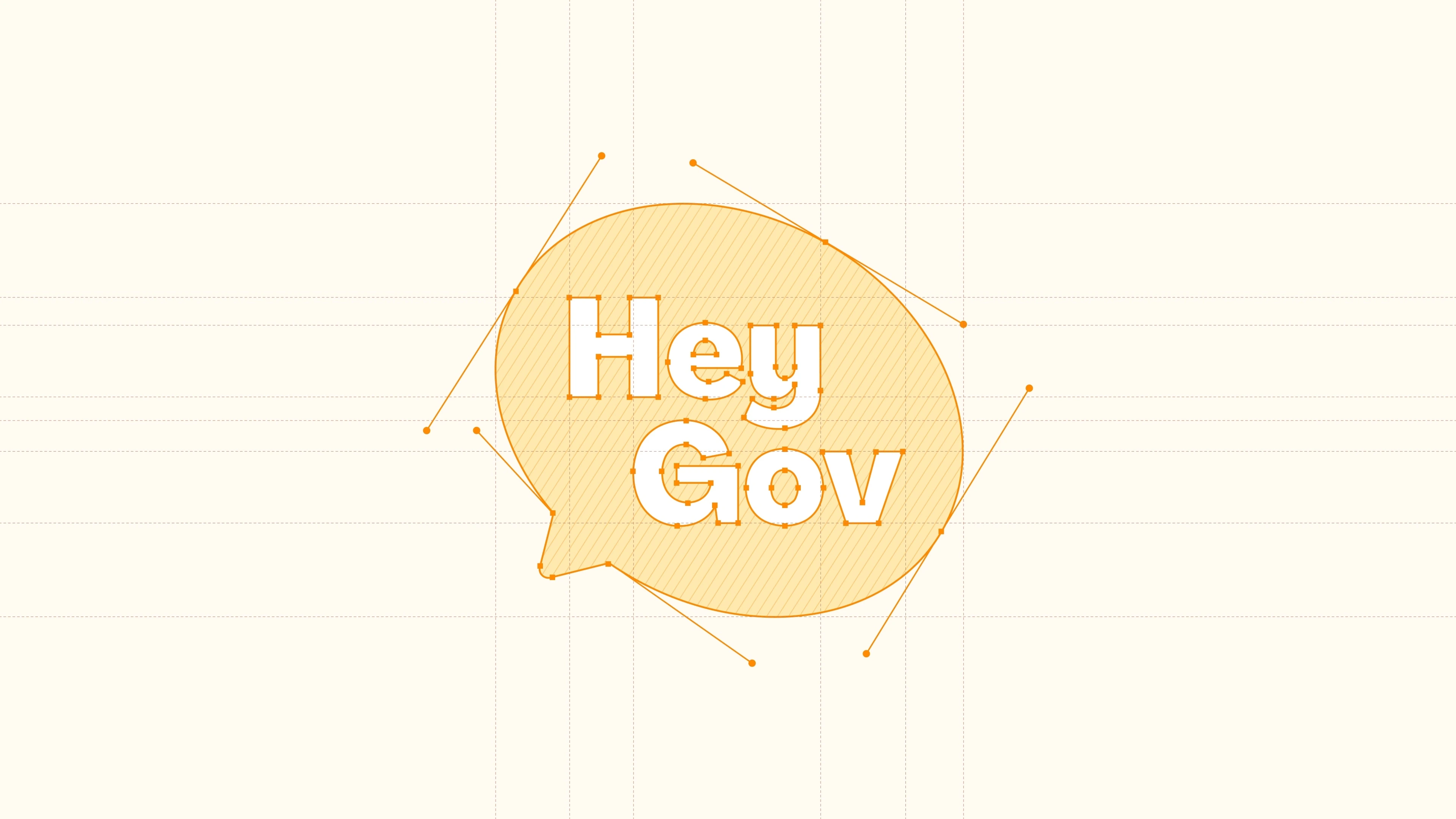 Construction drawing of the HeyGov speech-bubble logo