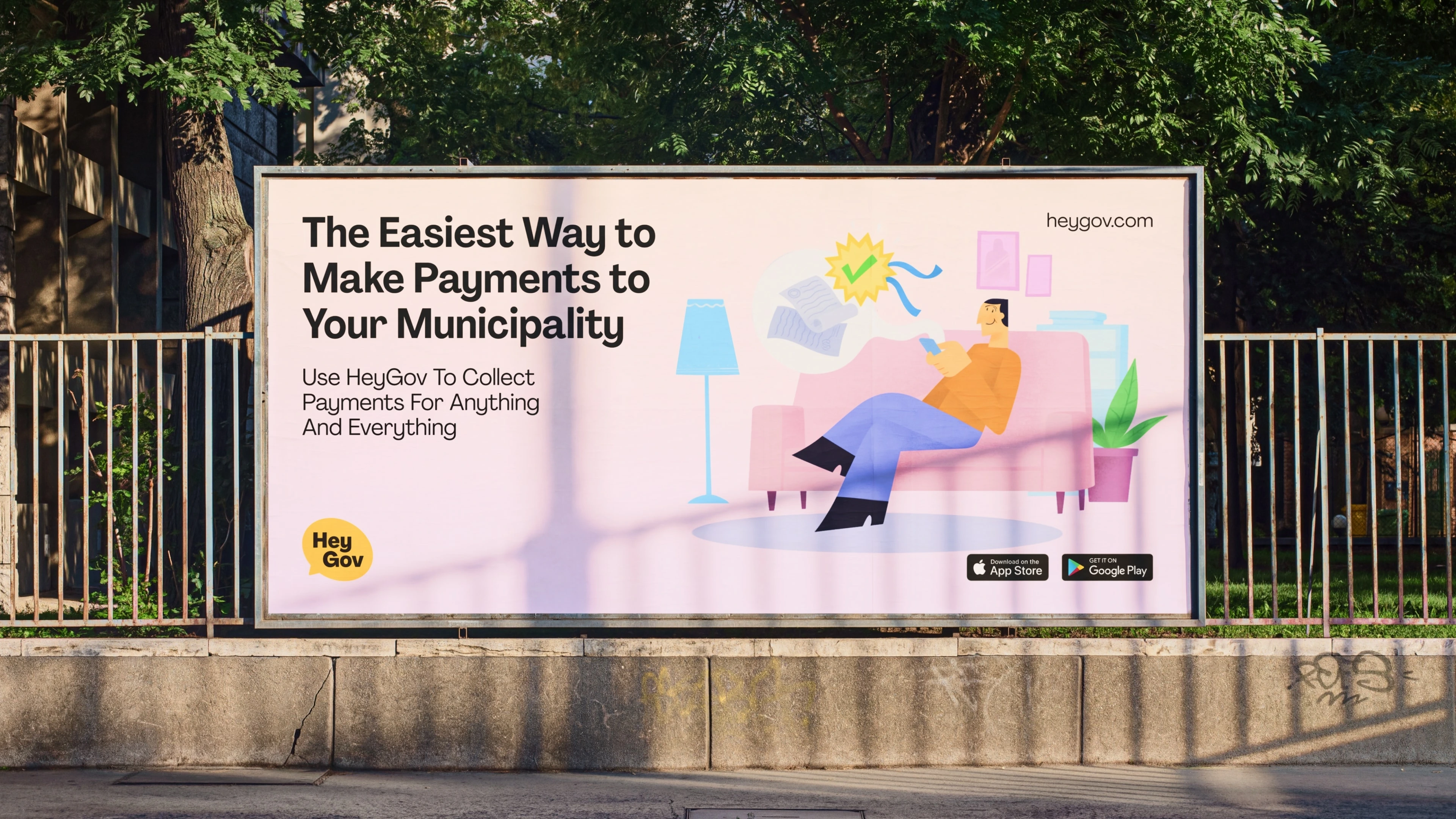 HeyGov billboard promoting easier payments to a municipality