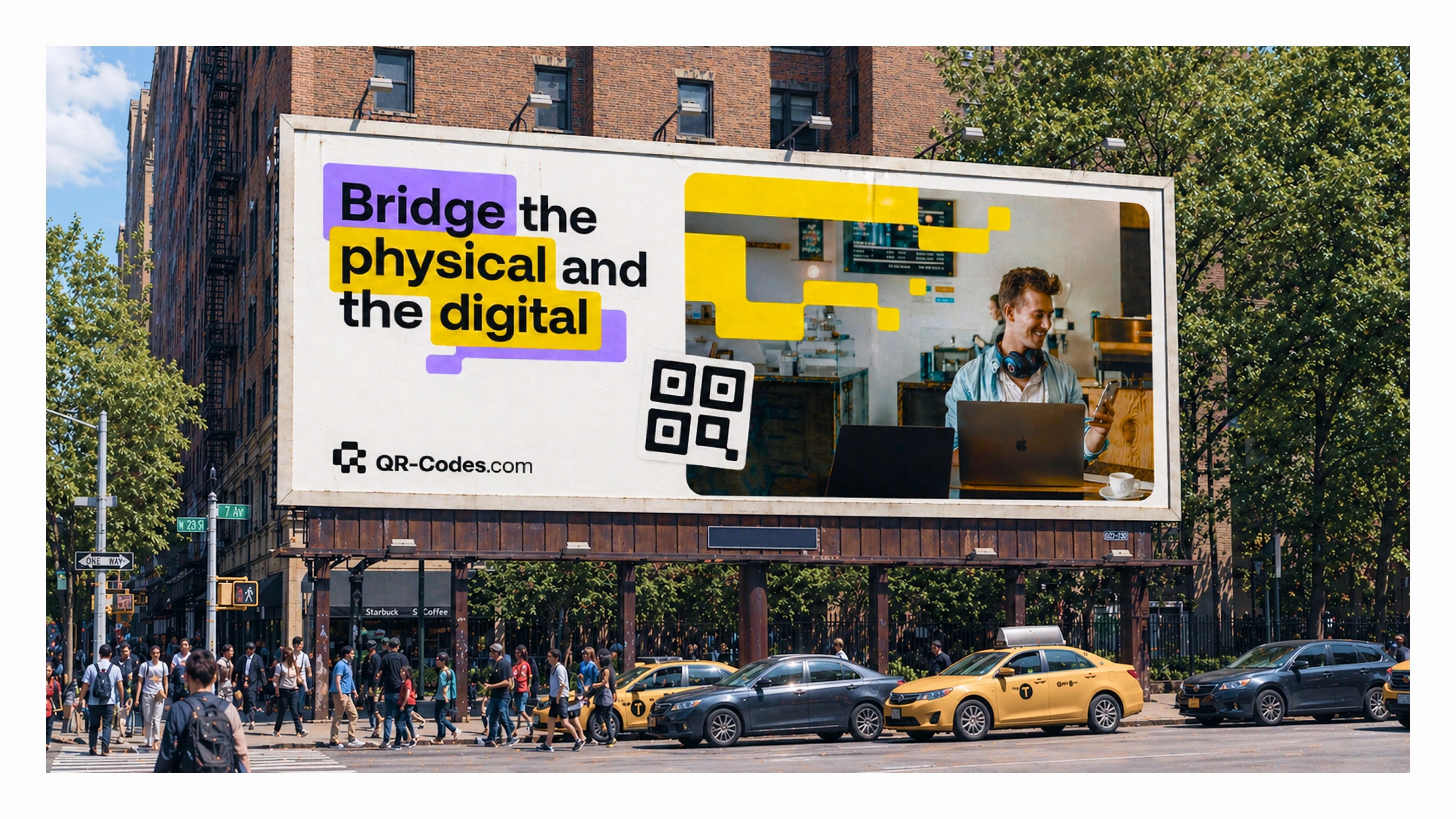 QR-Codes.com billboard reading Bridge the physical and the digital