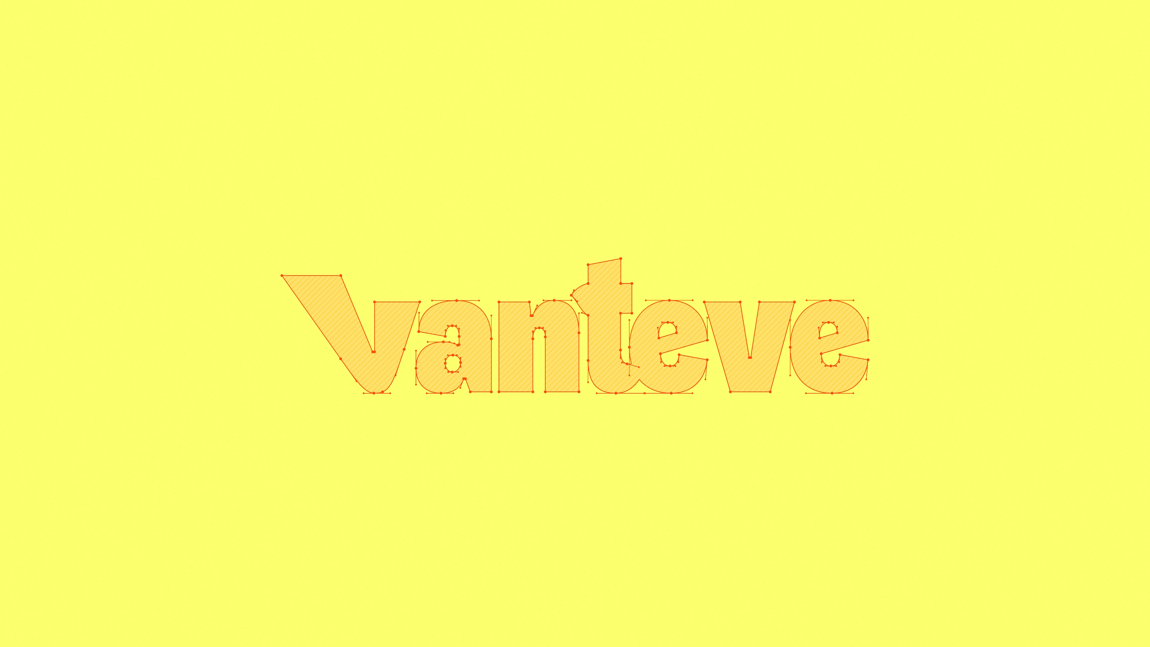 Vanteve wordmark construction drawing on a yellow background