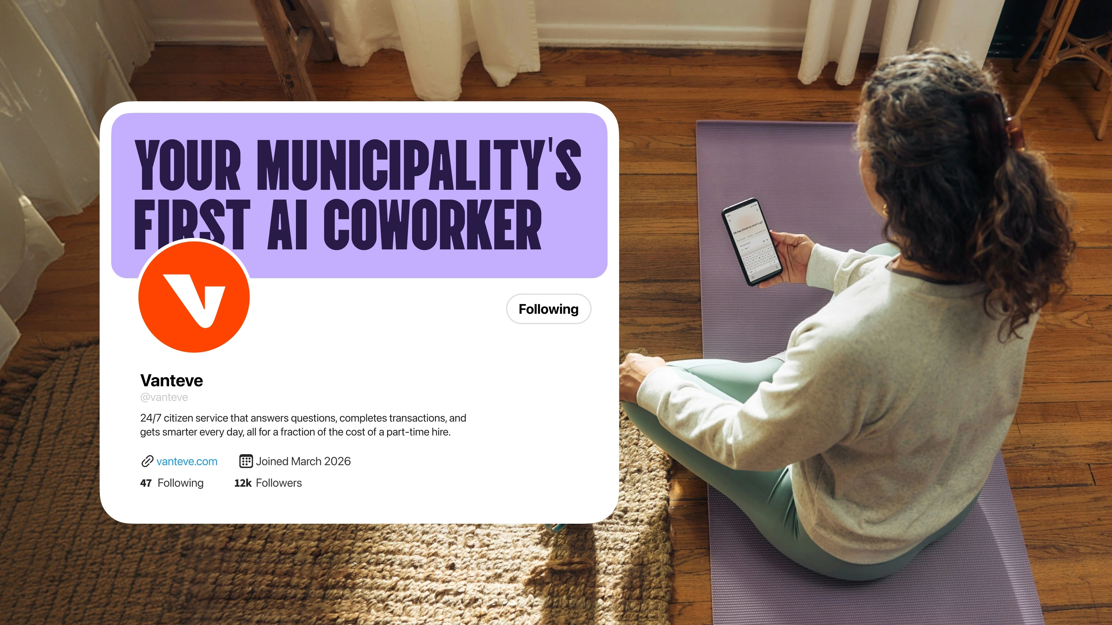 Vanteve social profile promoting an AI coworker for municipalities